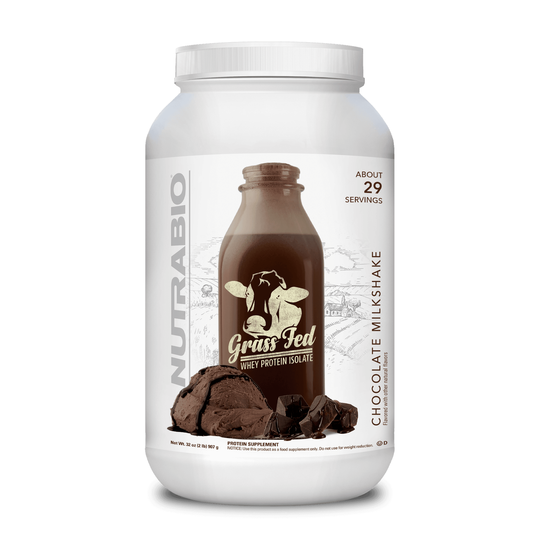 NutraBio 草飼牛分離乳清 -2磅 (907克)