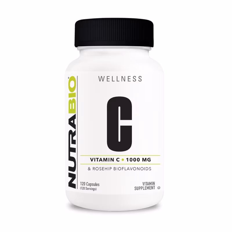 NutraBio Vitamin C 1000mg with Rose Hips - 120 Capsules