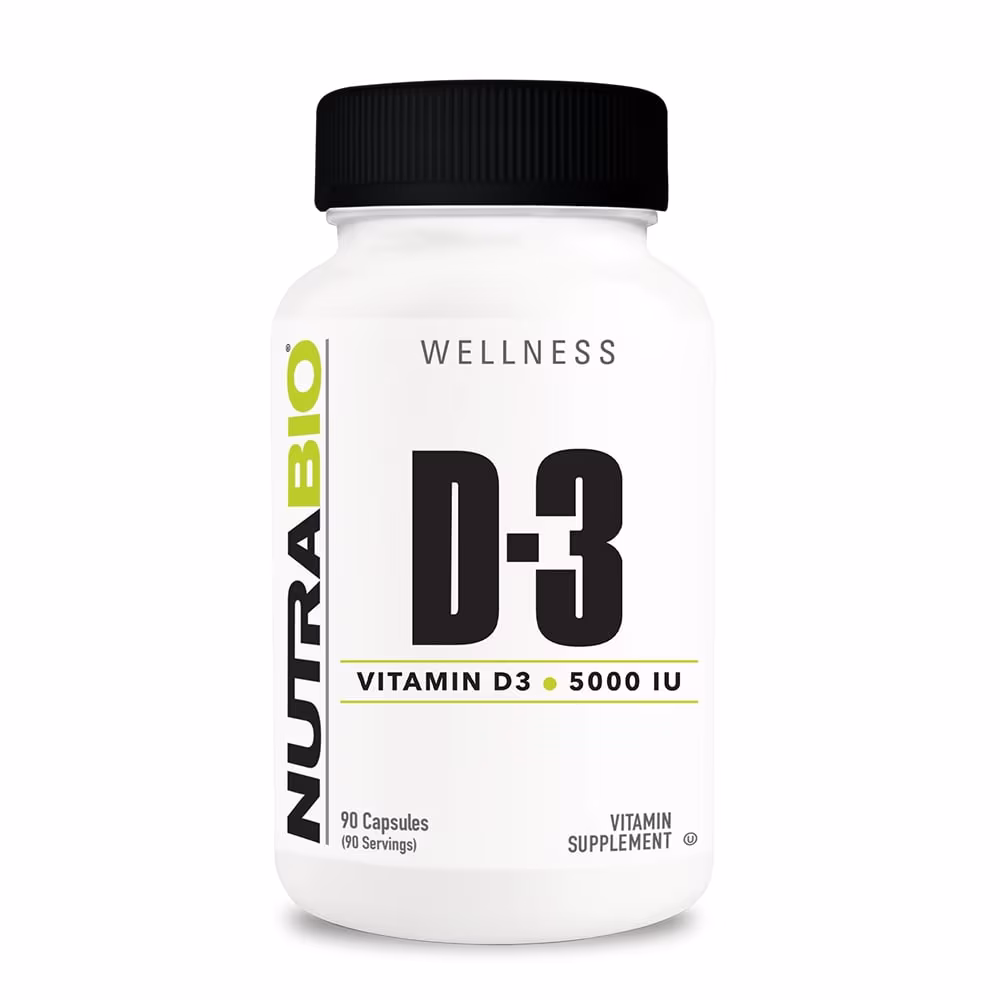 NutraBio 維他命 D-3 (5000iu) - 90粒蔬菜膠囊