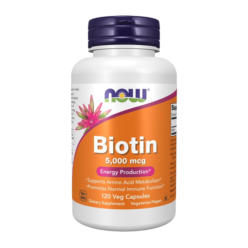NOW Biotin (5000mcg) - 120 Veg Capsules